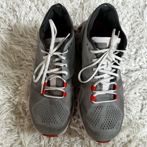 On Running Shoes - On Running Gray and Red Athletic Shoes for Performance